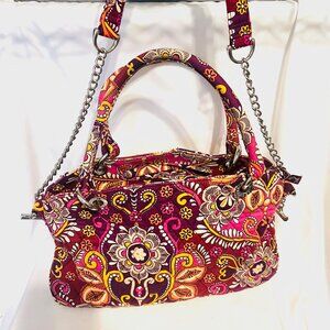 Vera Bradley Safari Sunset Tote/Shoulder Bag-Chain Strap-Pink/Maroon Mix-Quilted